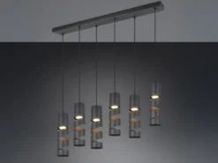 Moderne LED Pendelleuchte 6-flammig aus Metall in Schwarz, B:100cm