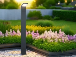 Moderne LED Pfostenleuchte aus ALU 3er SET in anthrazit, IP54, Höhe 100 cm