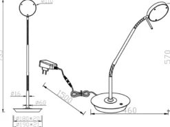 Moderne LED Schreibtischlampe MONZA dimmbar mit Flexarm, Messing, Höhe 57cm
