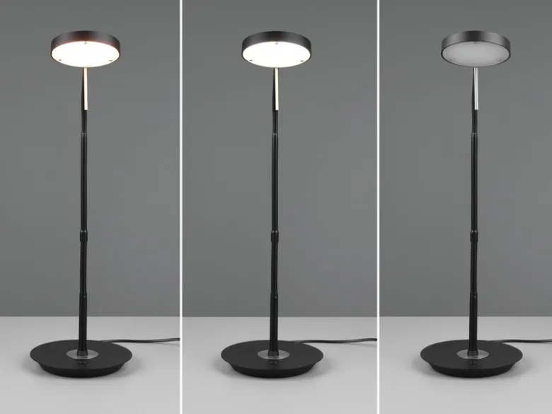 Moderne LED Schreibtischlampe MONZA dimmbar mit Flexarm, Schwarz, Höhe 57cm