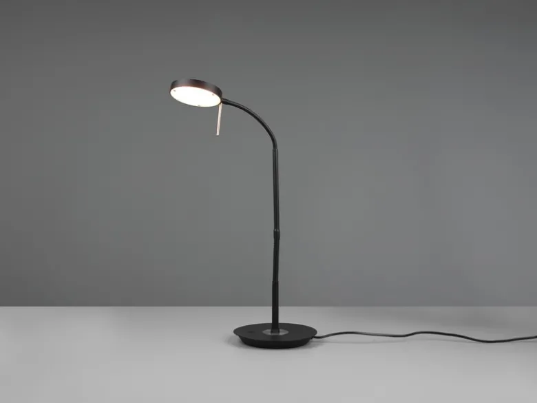 Moderne LED Schreibtischlampe MONZA dimmbar mit Flexarm, Schwarz, Höhe 57cm