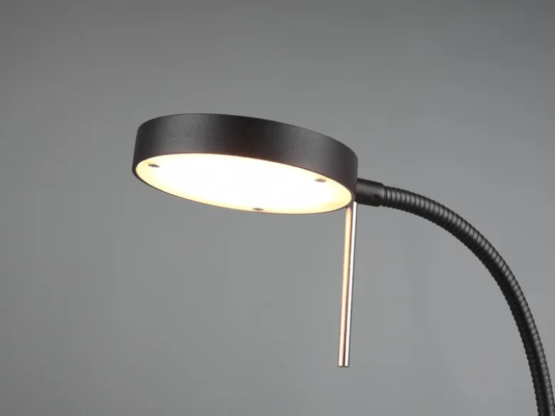 Moderne LED Schreibtischlampe MONZA dimmbar mit Flexarm, Schwarz, Höhe 57cm
