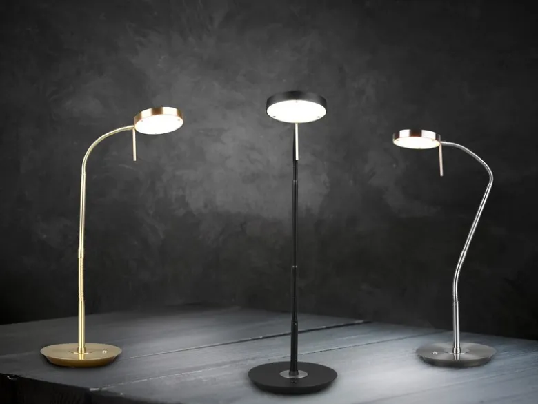 Moderne LED Schreibtischlampe MONZA dimmbar mit Flexarm, Schwarz, Höhe 57cm