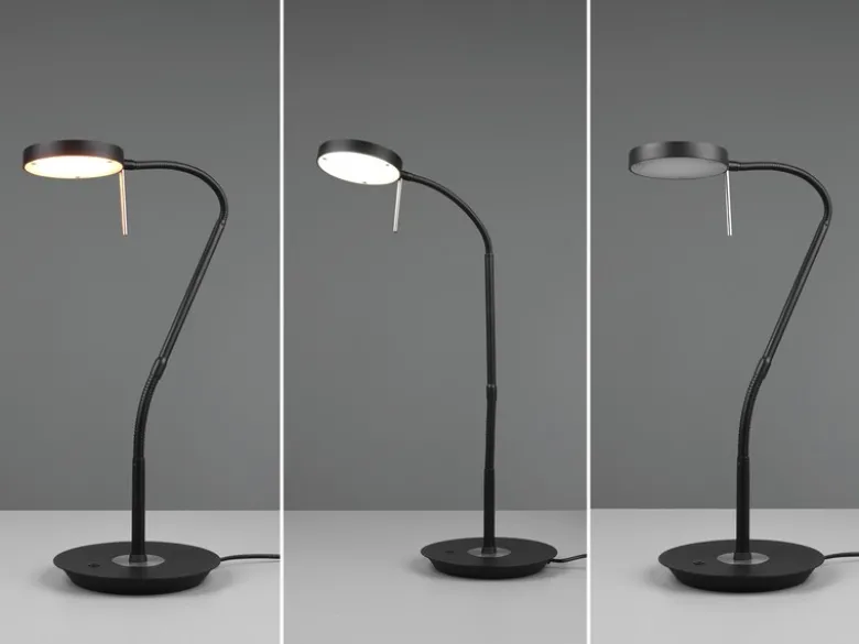 Moderne LED Schreibtischlampe MONZA dimmbar mit Flexarm, Schwarz, Höhe 57cm
