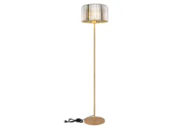 Moderne LED Stehlampe mit Lampenschirm aus Rauchglas Kristall, Höhe 150cm
