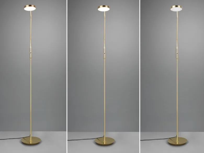 Moderne LED Stehlampe MONZA dimmbar mit Flexarm, Messing, Höhe 145cm
