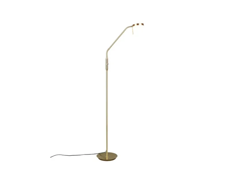 Moderne LED Stehlampe MONZA dimmbar mit Flexarm, Messing, Höhe 145cm