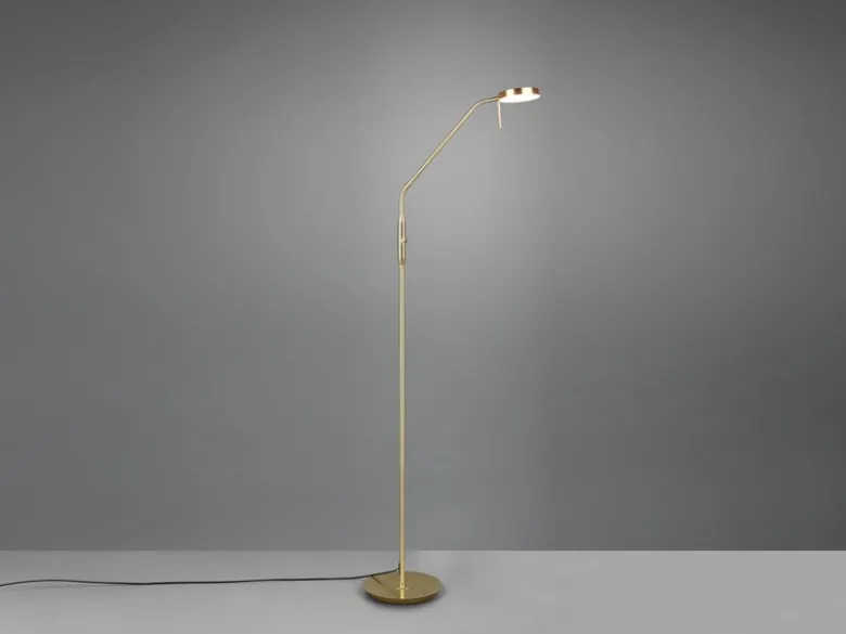 Moderne LED Stehlampe MONZA dimmbar mit Flexarm, Messing, Höhe 145cm
