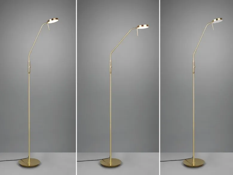 Moderne LED Stehlampe MONZA dimmbar mit Flexarm, Messing, Höhe 145cm