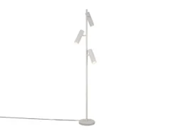 Moderne LED Stehleuchte mit 3 schwenkbaren Spots, Hellgrau, Höhe 150cm