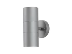 Moderne LED Up-Down Außenwandleuchte, Höhe 19,5cm, Aluminium Grau
