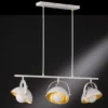 Moderne Pendelleuchte Retrolook in Betonoptik & Gold schwenkbar, Breite 95cm