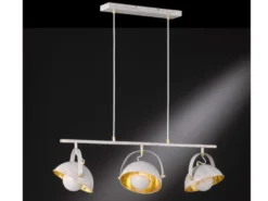 Moderne Pendelleuchte Retrolook in Betonoptik & Gold schwenkbar, Breite 95cm