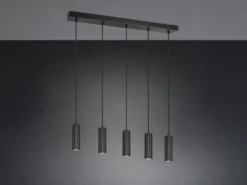 Moderne Pendelleuchte SOKA 5-flammig aus Metall Schwarz, Breite 85cm