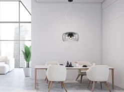 Moderne Pendelleuchte VALENTE mit Rauchglas Lampenschirm, Ø 40cm