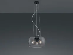 Moderne Pendelleuchte VALENTE mit Rauchglas Lampenschirm, Ø 40cm