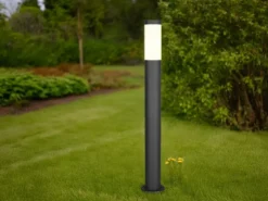 Moderne Pollerleuchte TRIOTO aus Edelstahl in Schwarz, Höhe 80cm