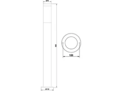 Moderne Pollerleuchte TRIOTO aus Edelstahl in Silber, Höhe 80cm