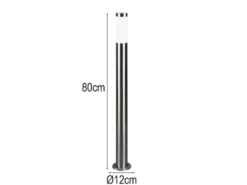 Moderne Pollerleuchte TRIOTO aus Edelstahl in Silber, Höhe 80cm