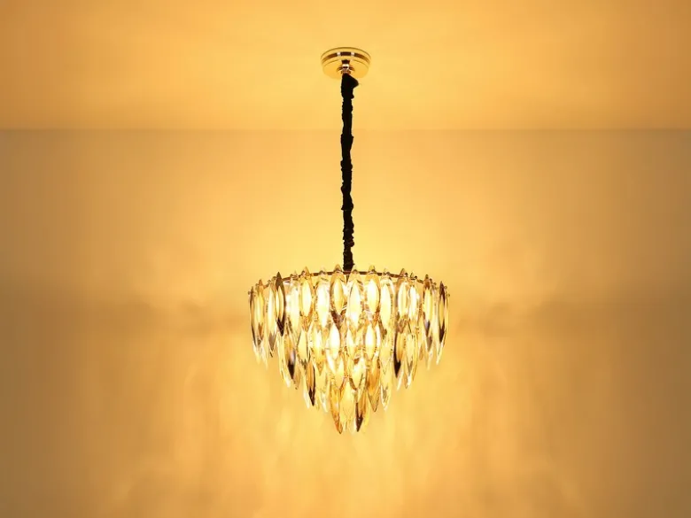 Moderner Kronleuchter ELINOR Gold mit 3-farbigem K9 Kristall Ø 60cm