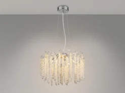 Moderner Kronleuchter LAVERNE Silber Chrom mit Glas Kristall Ø 50cm