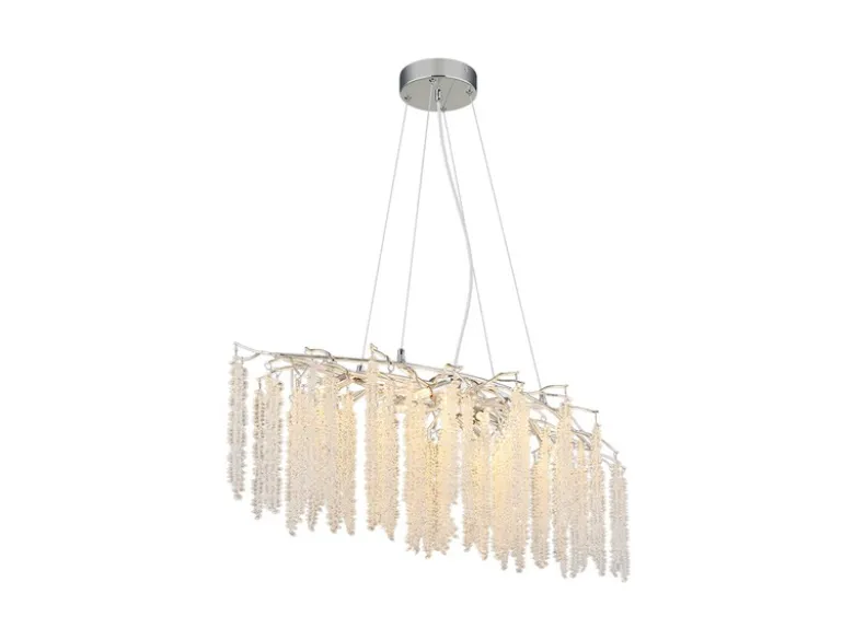 Moderner Kronleuchter LAVERNE Silber Chrom mit Glas Kristall, Breite 100cm