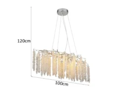 Moderner Kronleuchter LAVERNE Silber Chrom mit Glas Kristall, Breite 100cm