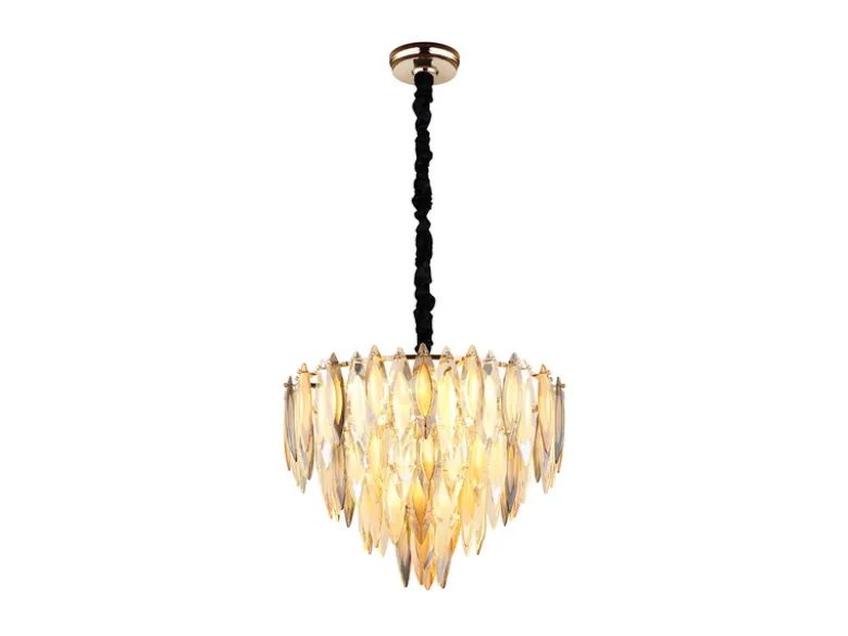 Moderner LED Kronleuchter Gold mit 3-farbigem K9 Kristall Ø 60cm