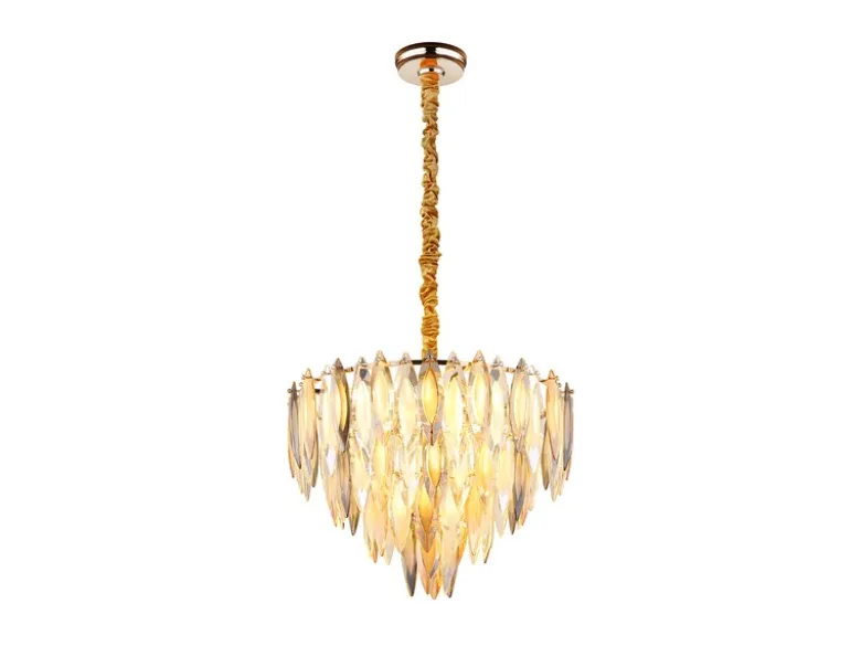 Moderner LED Kronleuchter Gold mit 3-farbigem K9 Kristall Ø 60cm