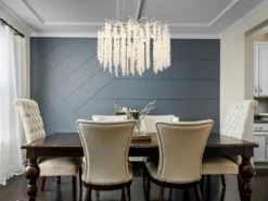 Moderner LED Kronleuchter Silber Chrom mit Glas Kristall Ø 50cm