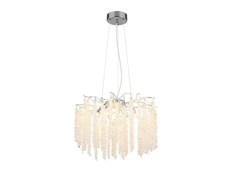 Moderner LED Kronleuchter Silber Chrom mit Glas Kristall Ø 50cm