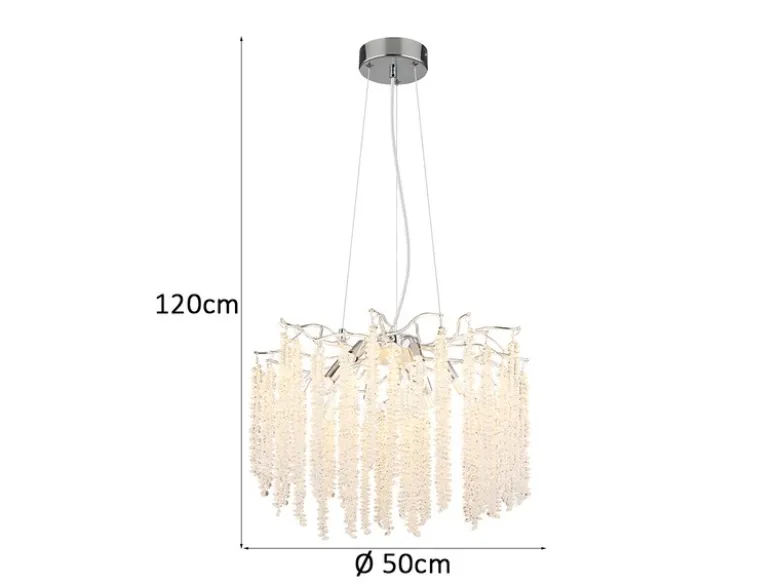 Moderner LED Kronleuchter Silber Chrom mit Glas Kristall Ø 50cm