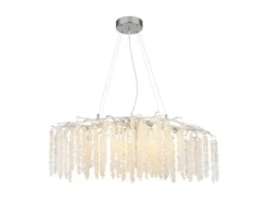Moderner LED Kronleuchter Silber Chrom mit Glas Kristall, Breite 100cm