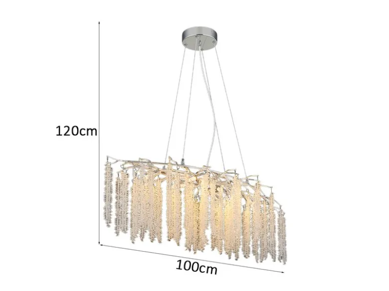 Moderner LED Kronleuchter Silber Chrom mit Glas Kristall, Breite 100cm