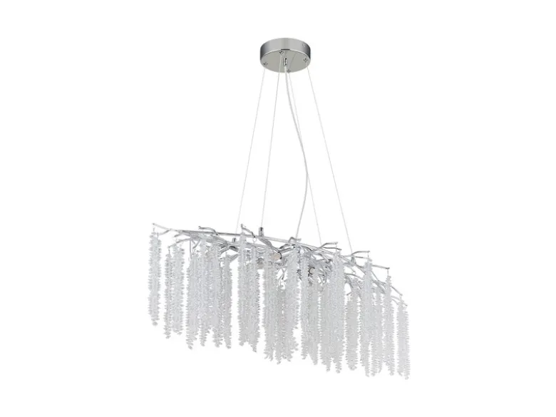 Moderner LED Kronleuchter Silber Chrom mit Glas Kristall, Breite 100cm