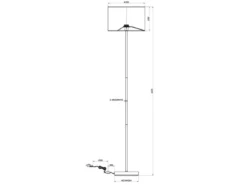 Moderne Stehleuchte HOSTEL mit Lampenschirm aus Stoff in Schwarz & Gold H: 160cm