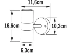 Moderne Up-Down Außenwandleuchte MODENA, Höhe 17cm, Schwarz