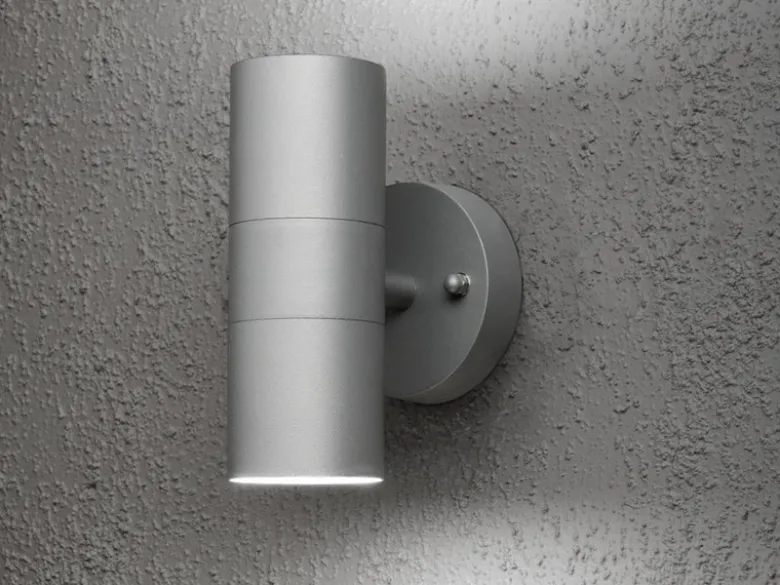 Moderne Up-Down Außenwandleuchte MODENA, Höhe 17cm, Aluminium Grau