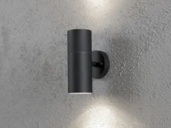 Moderne Up-Down Außenwandleuchte MODENA, Höhe 19,5cm, Aluminium Schwarz