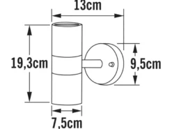 Moderne Up-Down Außenwandleuchte MODENA, Höhe 19,5cm, Aluminium Grau