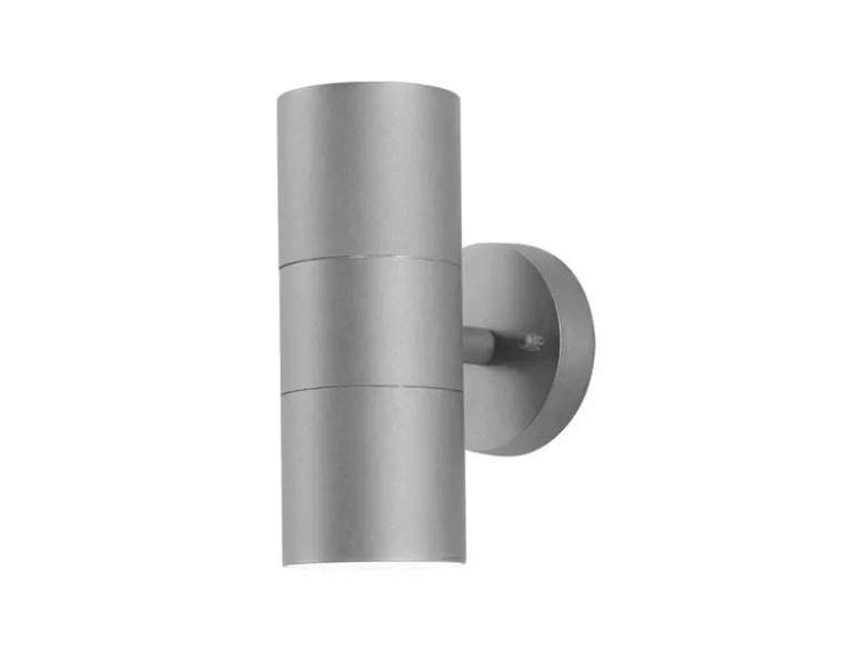 Moderne Up-Down Außenwandleuchte MODENA, Höhe 19,5cm, Aluminium Grau