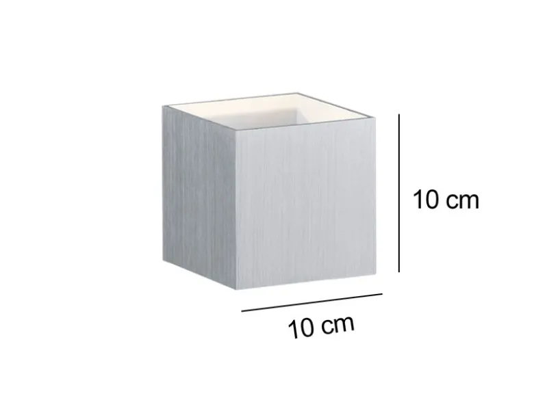 Moderne Up & Down LED Wandleuchte LOUIS Alu gebürstet, Quadrat 10cm