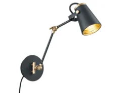 Moderne Wandleuchte EDWARD in Schwarz matt, variabel verstellbar, Höhe 25cm