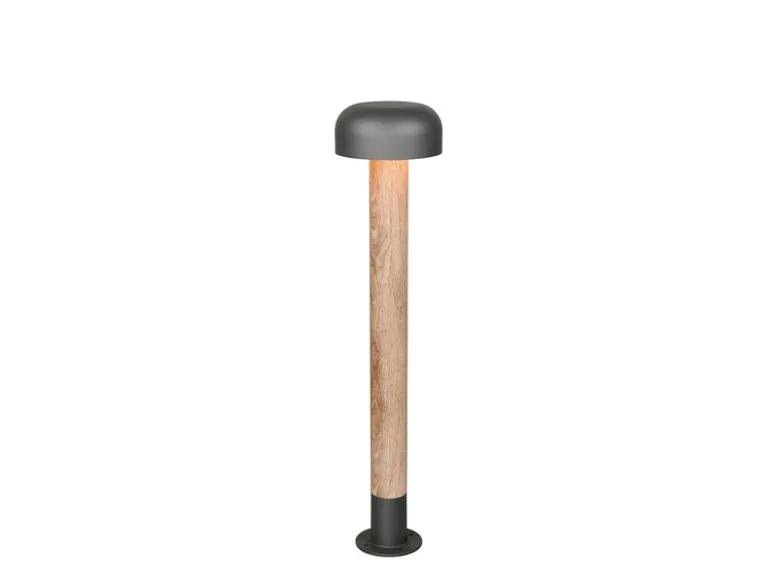 Moderne Wegeleuchte FRASER in Holzoptik & Anthrazit, Höhe 84cm