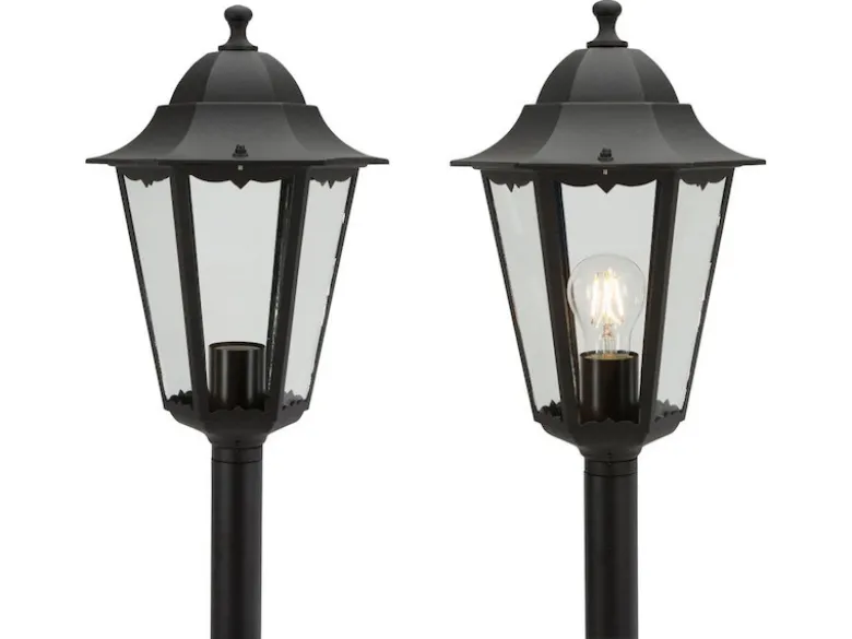 Nostalgische LED Wegeleuchte aus Aluminium in schwarz 125cm Höhe IP44