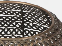 Orientalische Tripod Stehleuchte ZIVA aus Metallgeflecht in Altmessing, H: 140cm