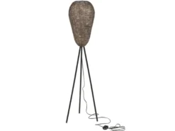 Orientalische Tripod Stehleuchte ZIVA aus Metallgeflecht in Altmessing, H: 140cm