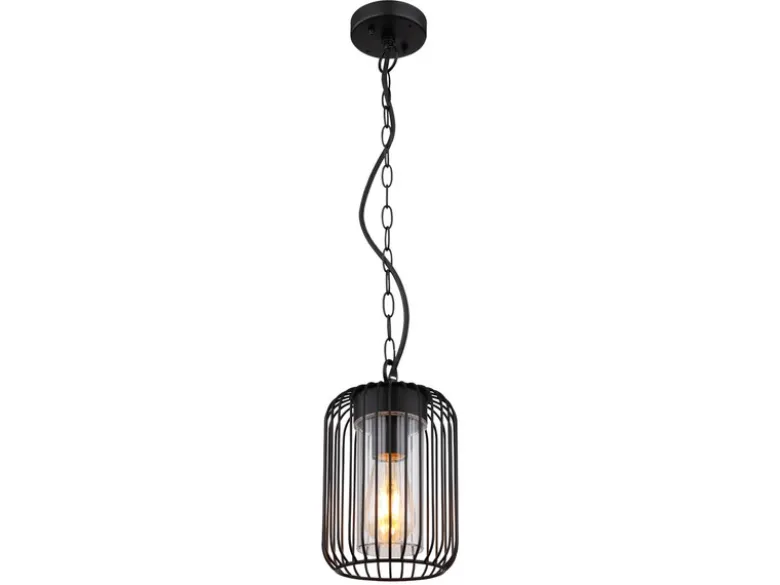Outdoor Hängeleuchte NINA mit Gitterschirm aus schwarzem Edelstahl, Höhe 75,5cm