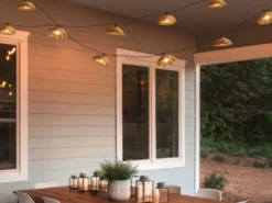 Outdoor Lichterkette MOOD mit 10 Schirmen Solar & USB aufladbar, Länge 5,7 Meter