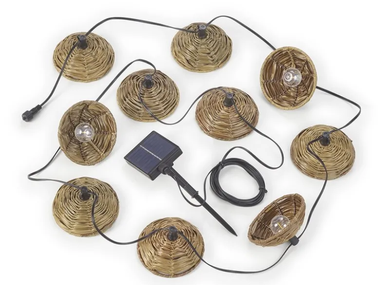Outdoor Lichterkette MOOD mit 10 Schirmen Solar & USB aufladbar, Länge 5,7 Meter